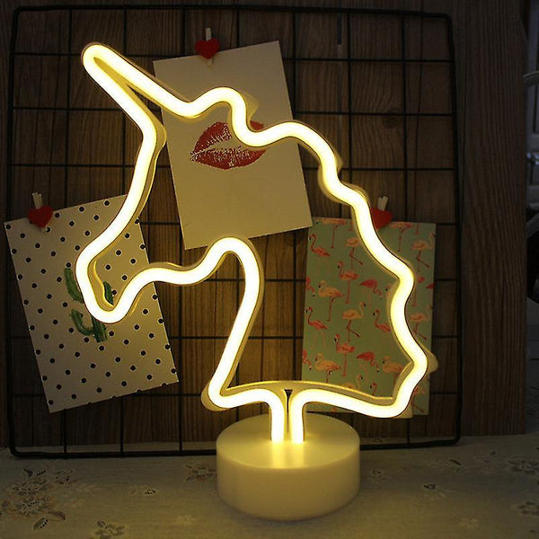 Creative LED Neon Decorative Light Battery USB Dual- unicorn, tree and star shape