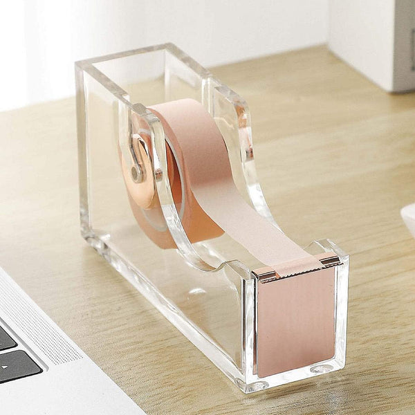 Deluxe Acrylic Design Office Desktop Tape Dispenser Clear Rose Gold